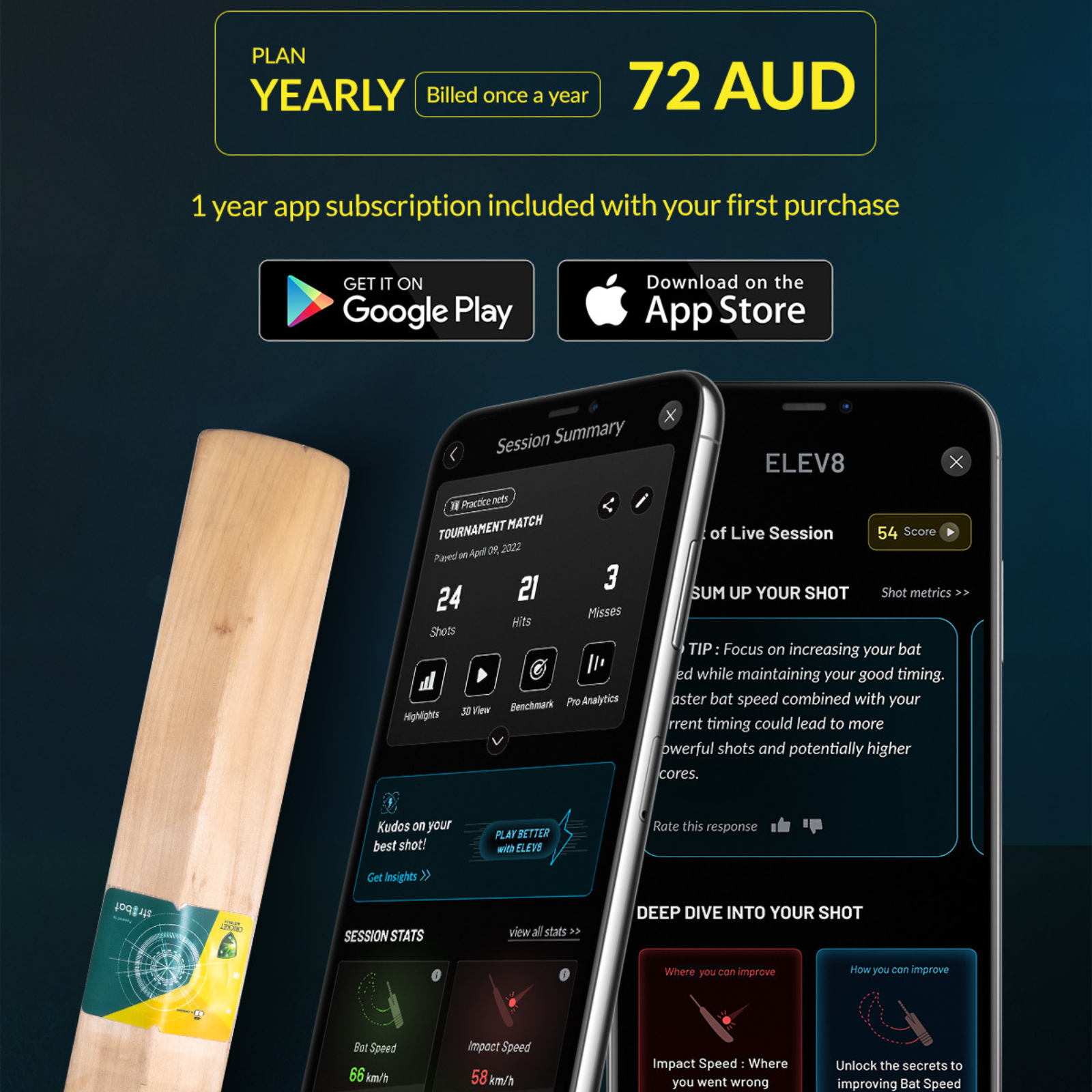 STR8BAT Pro Cricket Bat Smart Sticker V2.0 - Cricket Australia