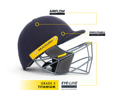 Masuri E Line Titanium Grille Cricket Helmet - Senior Navy