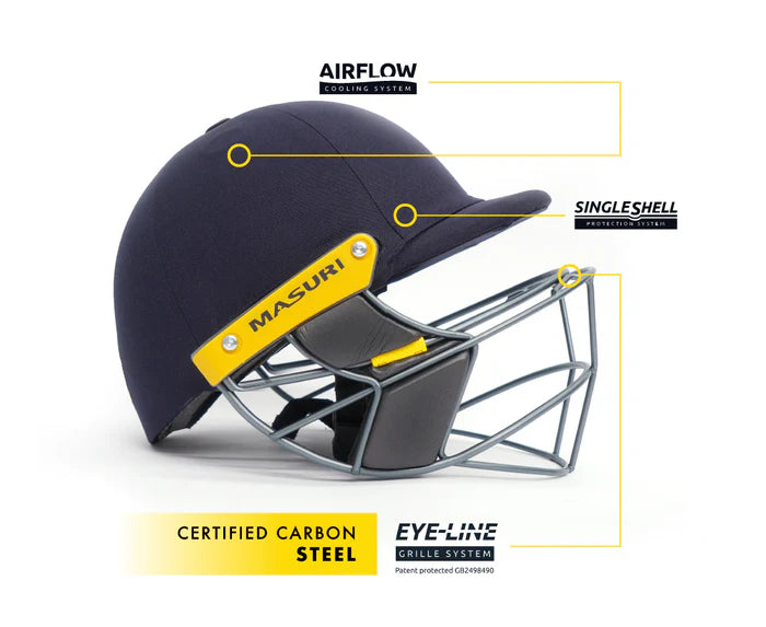 Masuri E Line Steel Grille Cricket Helmet - Senior Black