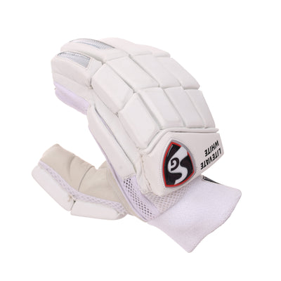 SG Litevate White Cricket Batting Gloves - Adult