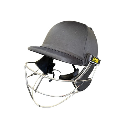 Sturdy Cheetah Black Steel Cricket Helmet - Youth