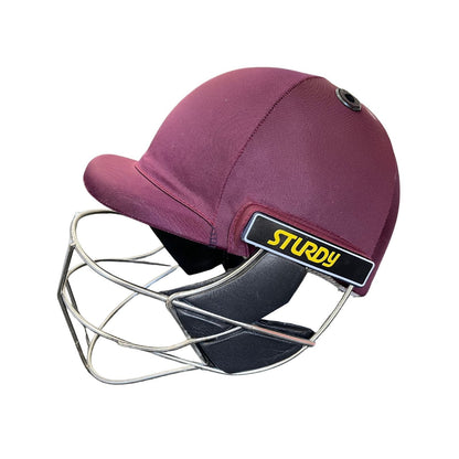 Sturdy Cheetah Maroon Steel Cricket Helmet - Senior