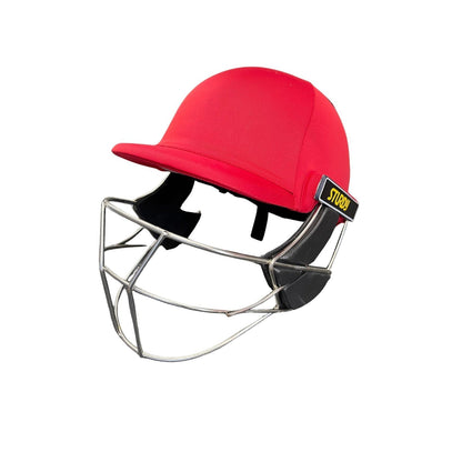 Sturdy Cheetah Red Steel Cricket Helmet - Youth